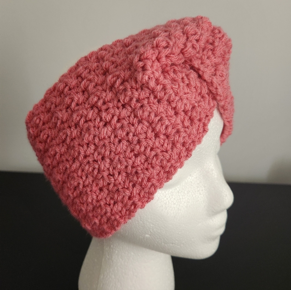 Handmade Crocheted Twisted Rose Earwarmer Headband, New